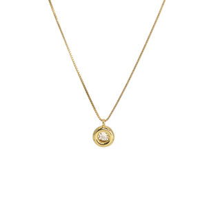 Take-Up K18 Single Diamond Necklace Yellow Gold